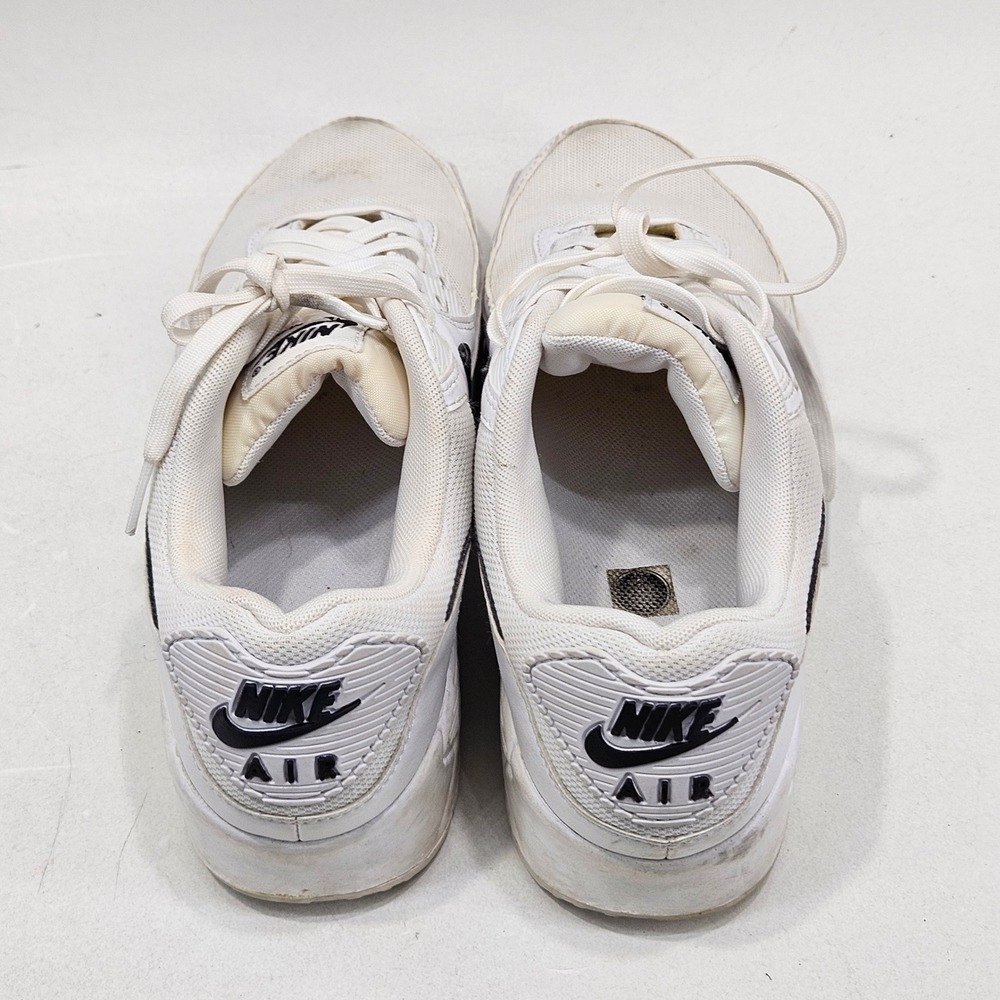 Nike Air Max 90 Women 10.5 White Black DH8010-101 Leather Mesh Running Sneakers - Picture 12 of 15